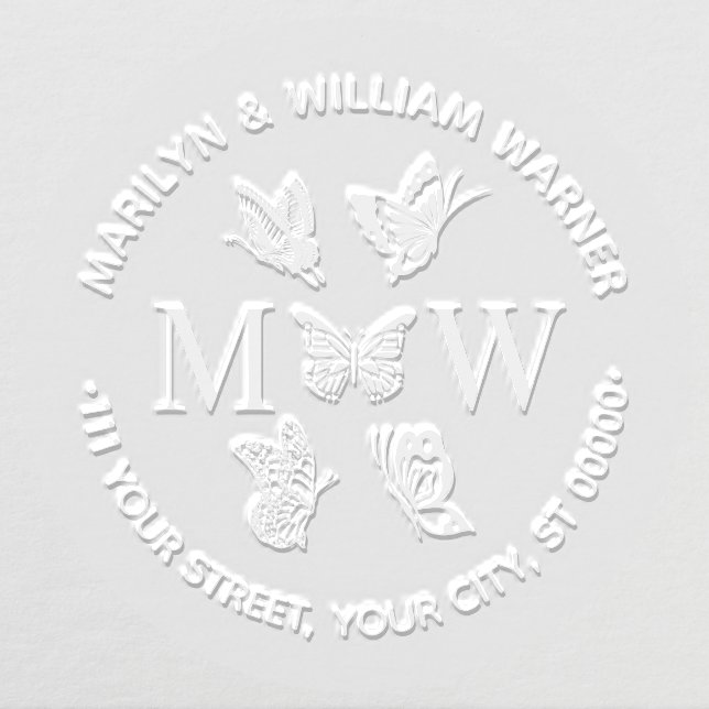 Butterflies #4 Couple Wedding 2 Initial Address NF Embosser (Design)