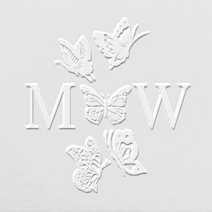 Butterflies #4 Couple Wedding 2 Initial Monogram Embosser