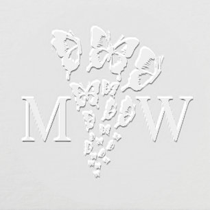 Butterflies #4 Couple Wedding 2 Initial Monogram Embosser