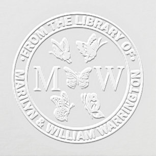 Butterflies #4 Couple Wedding Library Book Name Embosser