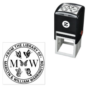 Butterflies #4 Couple Wedding Library Book Name Self-inking Stamp