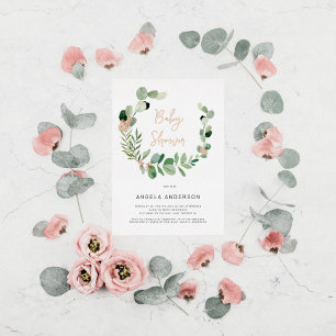 Butterflies All Around Baby Shower Rose Godl Foil Invitation