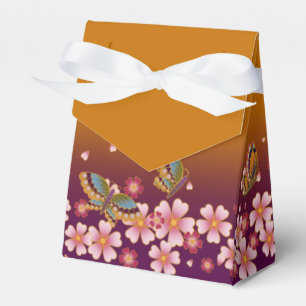 Butterflies Amid Sakura Blossoms Customizable Gold Favor Boxes