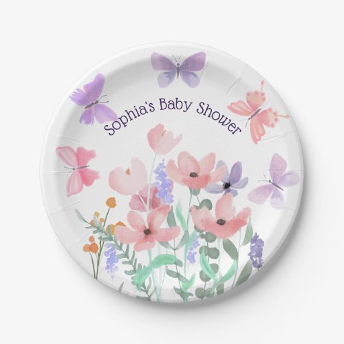 Butterflies and Blooms Baby Shower Plates