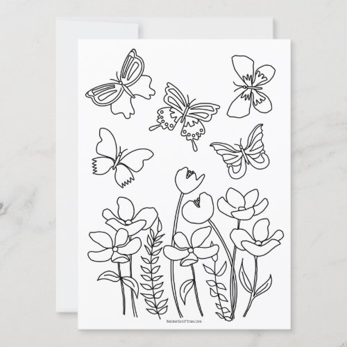 Butterflies and Blooms Coloring Card
