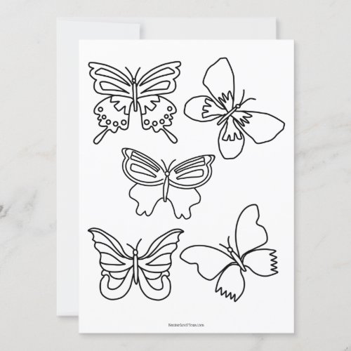 Butterflies and Blooms Coloring Page Card