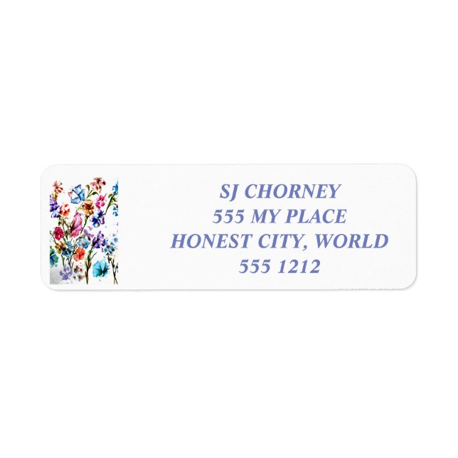 BUTTERFLIES AND BLOOMS RETURN ADDRESS LABELS (Front)