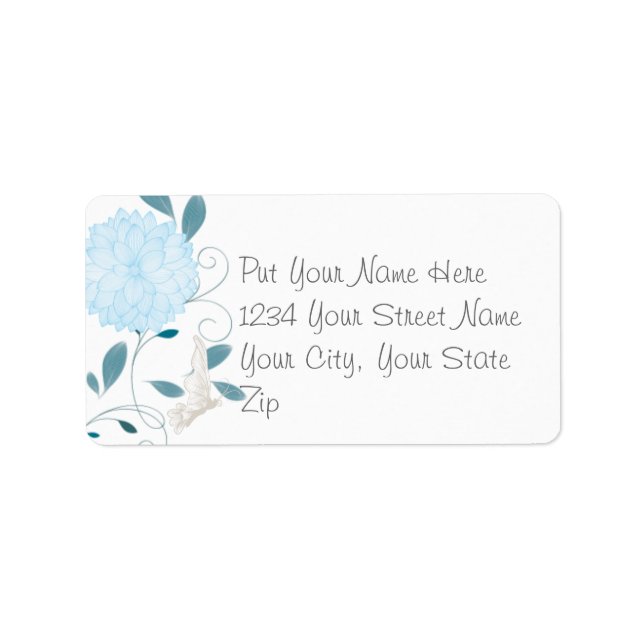 Butterflies and Blue Chrysanthemums Label (Front)