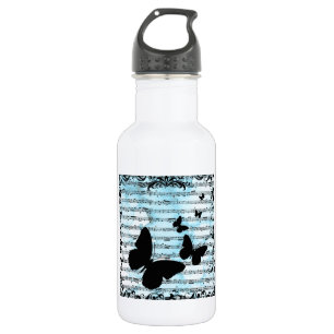 Butterflies and Blue Notes Stainless Steel Water Bottle