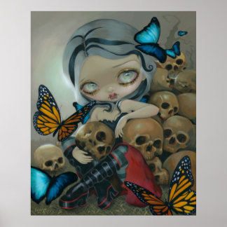 Butterflies and Bones ART PRINT big eye lowbrow