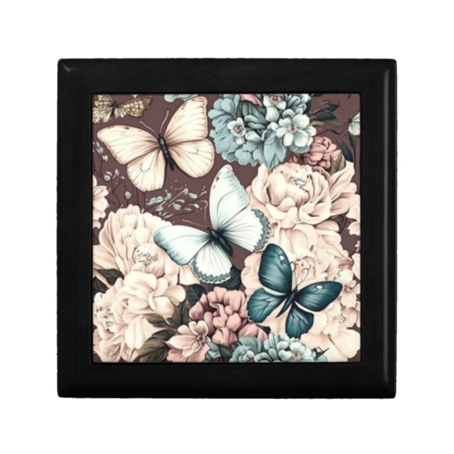 Butterflies and brown flowers gift box (Front)