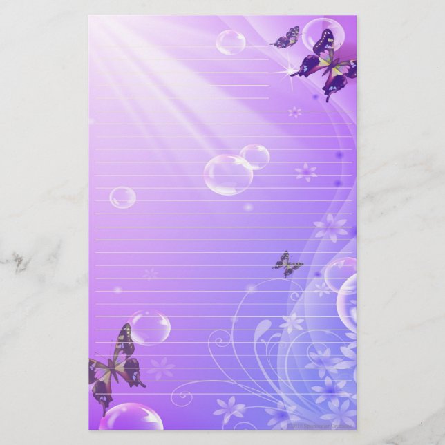 Butterflies and Bubbles Stationary Stationery (Front)