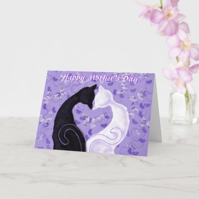 Butterflies and Cats Mother's Day Card (Orchid)