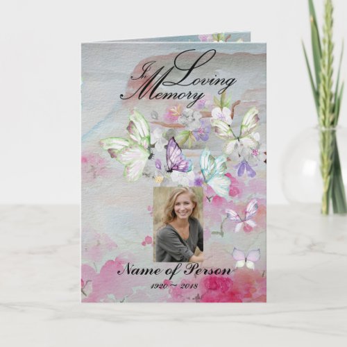 Butterflies and Cherry Blossoms Funeral Program