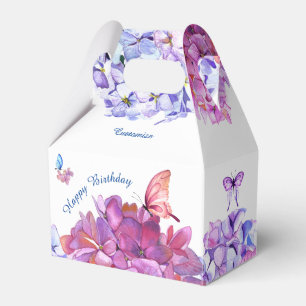 Butterflies And Colorful Hydrangeas Favor Box
