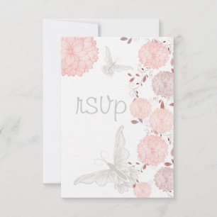 Butterflies and Coral Chrysanthemums RSVP