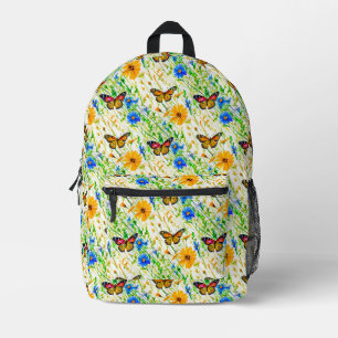 Butterflies and Daisies in a Meadow Printed Backpack