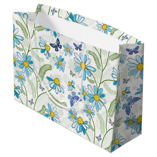 Butterflies and Daisies Large Gift Bag (Back Angled)