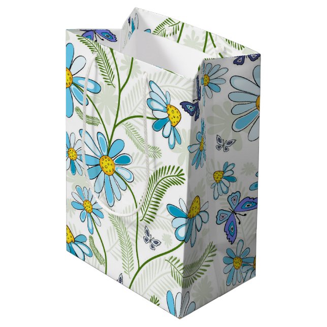 Butterflies and Daisies Medium Gift Bag (Back Angled)