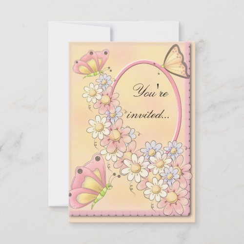 Butterflies and Daisy Flowers Invitation