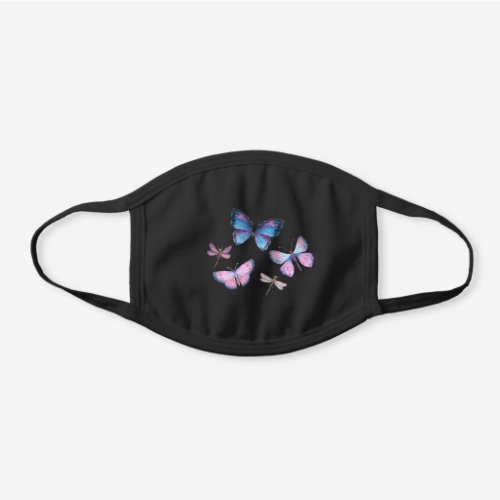 Butterflies and Dragonflies Black Cotton Face Mask