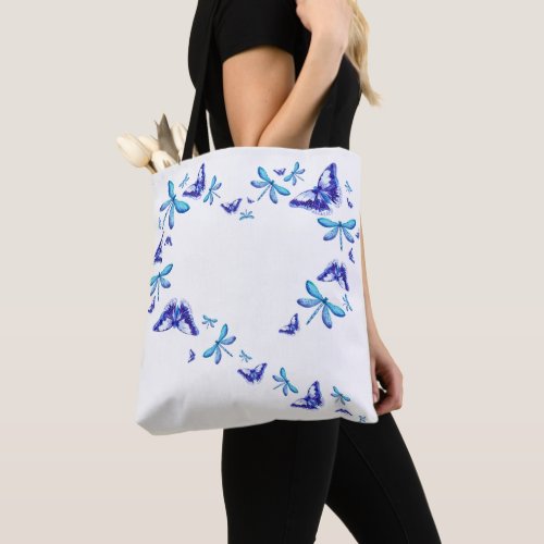 Butterflies and Dragonflies Heart Tote Bag