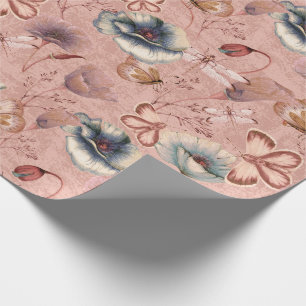 Butterflies and Dragonflies on Poppies Wrapping Paper
