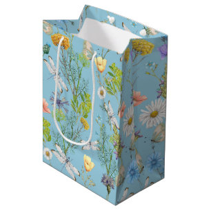 Butterflies and Dragonflies On Wildflowers Medium Gift Bag