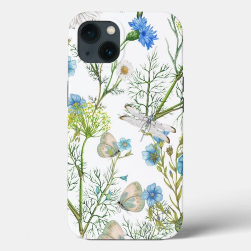 Butterflies and Dragons Flies with Flowers   iPhone 13 Case