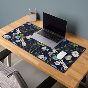 Butterflies and Dragons Flies with Flowers Desk Mat
