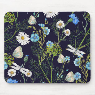 Butterflies and Dragons Flies with Flowers Mouse Pad