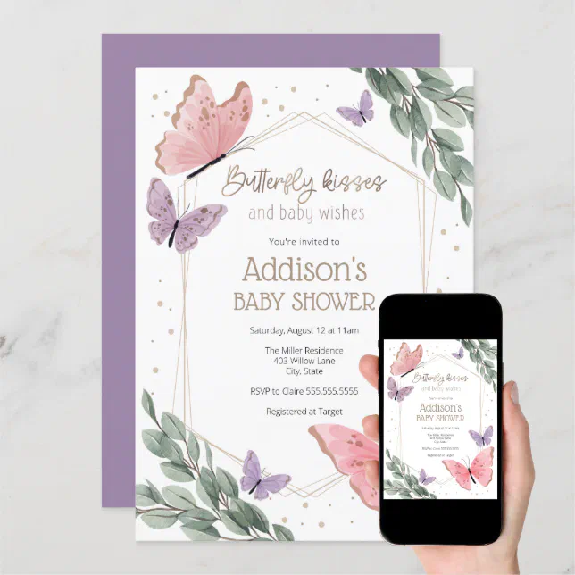 Butterflies and Eucalyptus Baby Shower Invitation | Zazzle