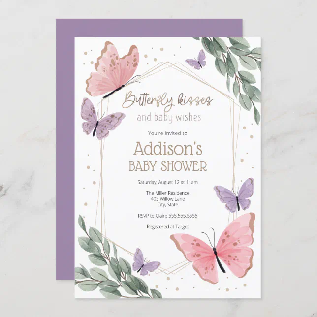 Butterflies and Eucalyptus Baby Shower Invitation | Zazzle