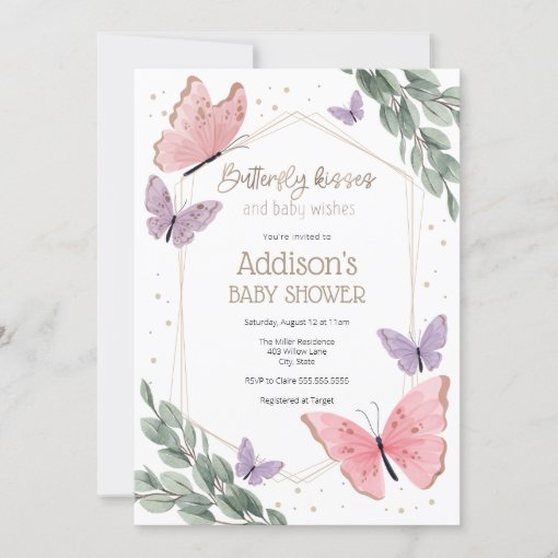 Butterflies and Eucalyptus Baby Shower Invitation | Zazzle