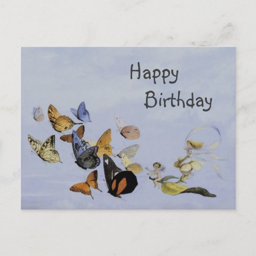 Butterflies and Fairies  Postcard  Birthday