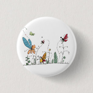 butterflies and fairies themed button