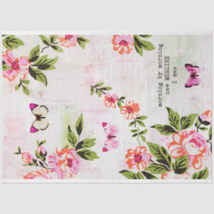 Butterflies and Floral Grunge Decoupage Tissue Paper