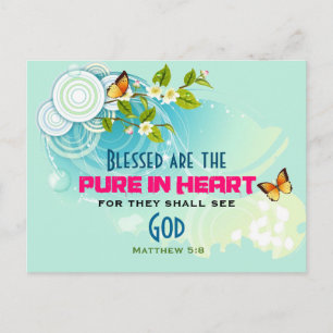 Butterflies and Flower Blossom Beatitude Quote Postcard
