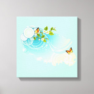 Butterflies and Flower Blossoms Canvas Print