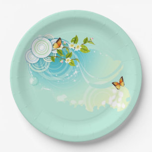 Butterflies and Flower Blossoms Paper Plates