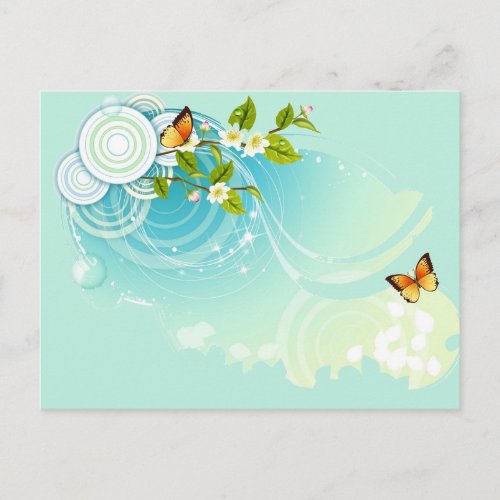 Butterflies and Flower Blossoms Postcard