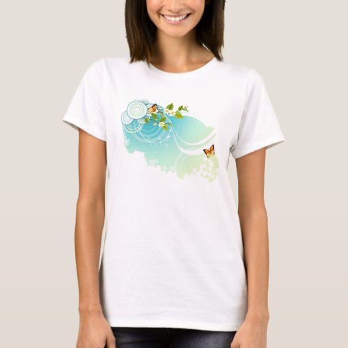 Butterflies and Flower Blossoms T_Shirt