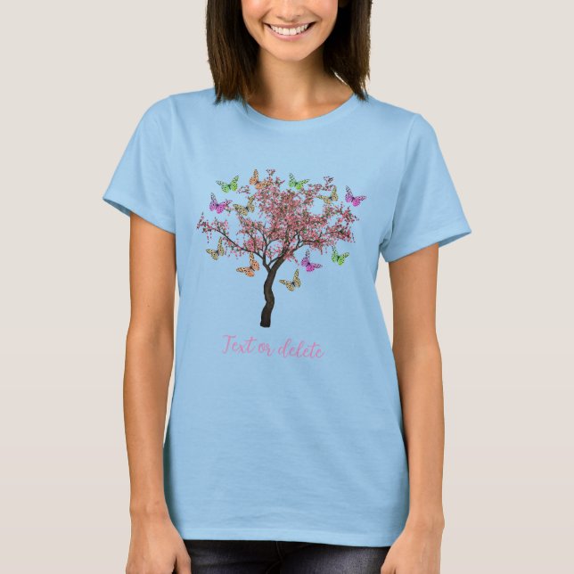 Butterflies And Flowering Tree Personalized T-Shirt (Front)