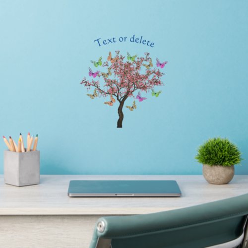 Butterflies And Flowering Tree Personalized  Wall Decal