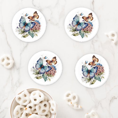 Butterflies and Flowers and Greenery  Coaster Set