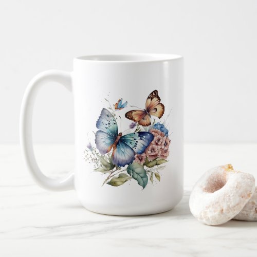 Butterflies and Flowers and Greenery Coffee Mug