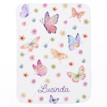 Butterflies and Flowers Baby Blanket