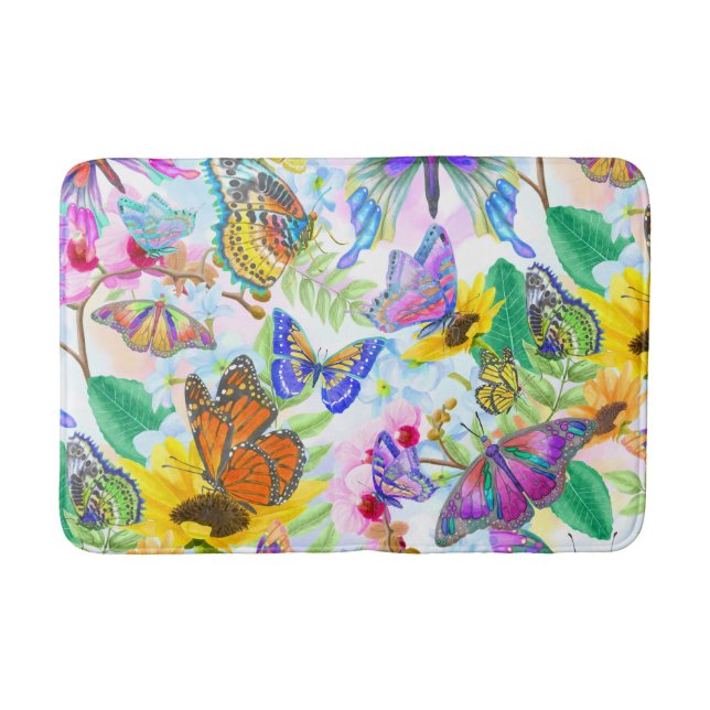 Butterflies and Flowers Bath Mat (Front)