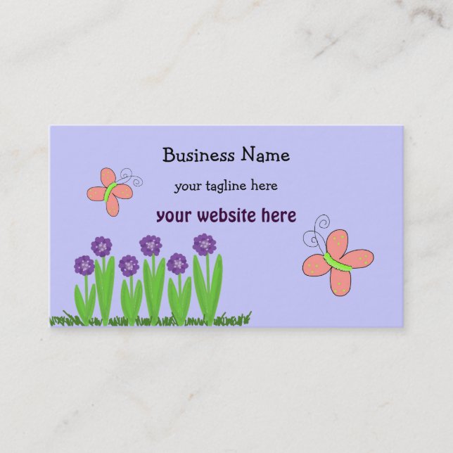 Butterflies and  Flowers Business Card (Front)