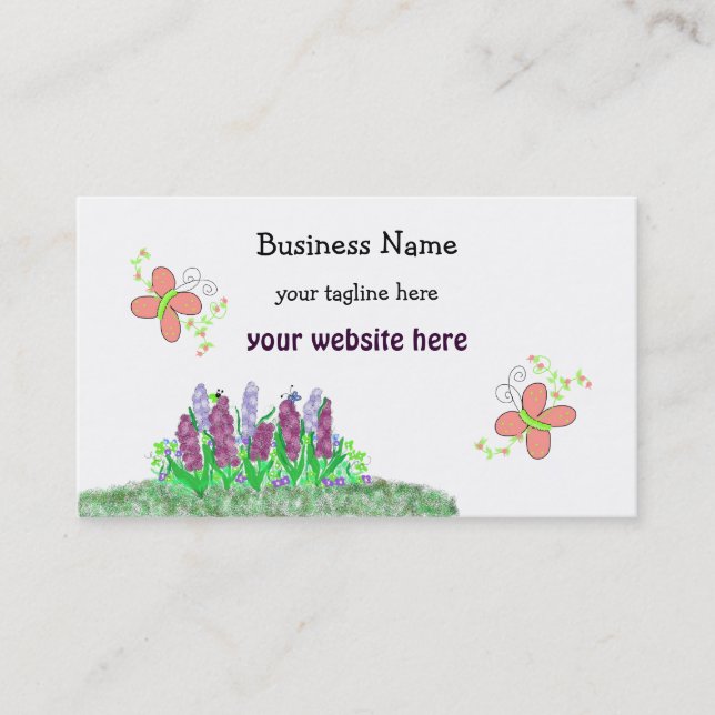 Butterflies and Flowers Business Card (Front)